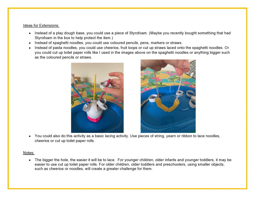 Photo 2 of lacing activity instructions