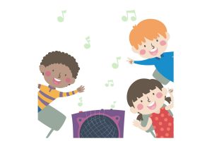 Animated photo of children singing