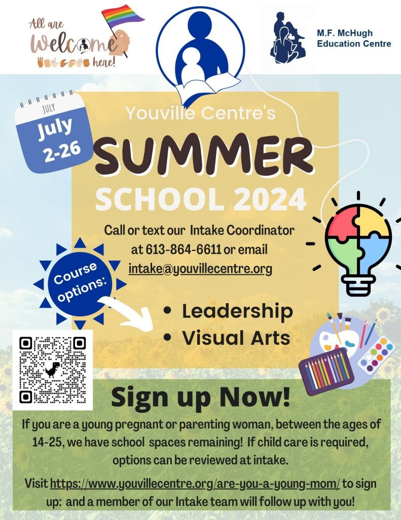 Youville Centre graphic with dates for Summer School 2024